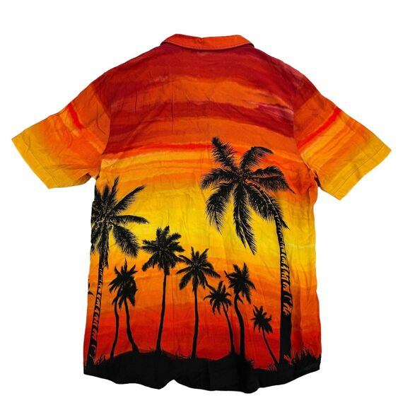 Hugo Boss Mens Ellino Relaxed Fit Sunset Short Sleeve Button Down Shirt Red L - Picture 5 of 5